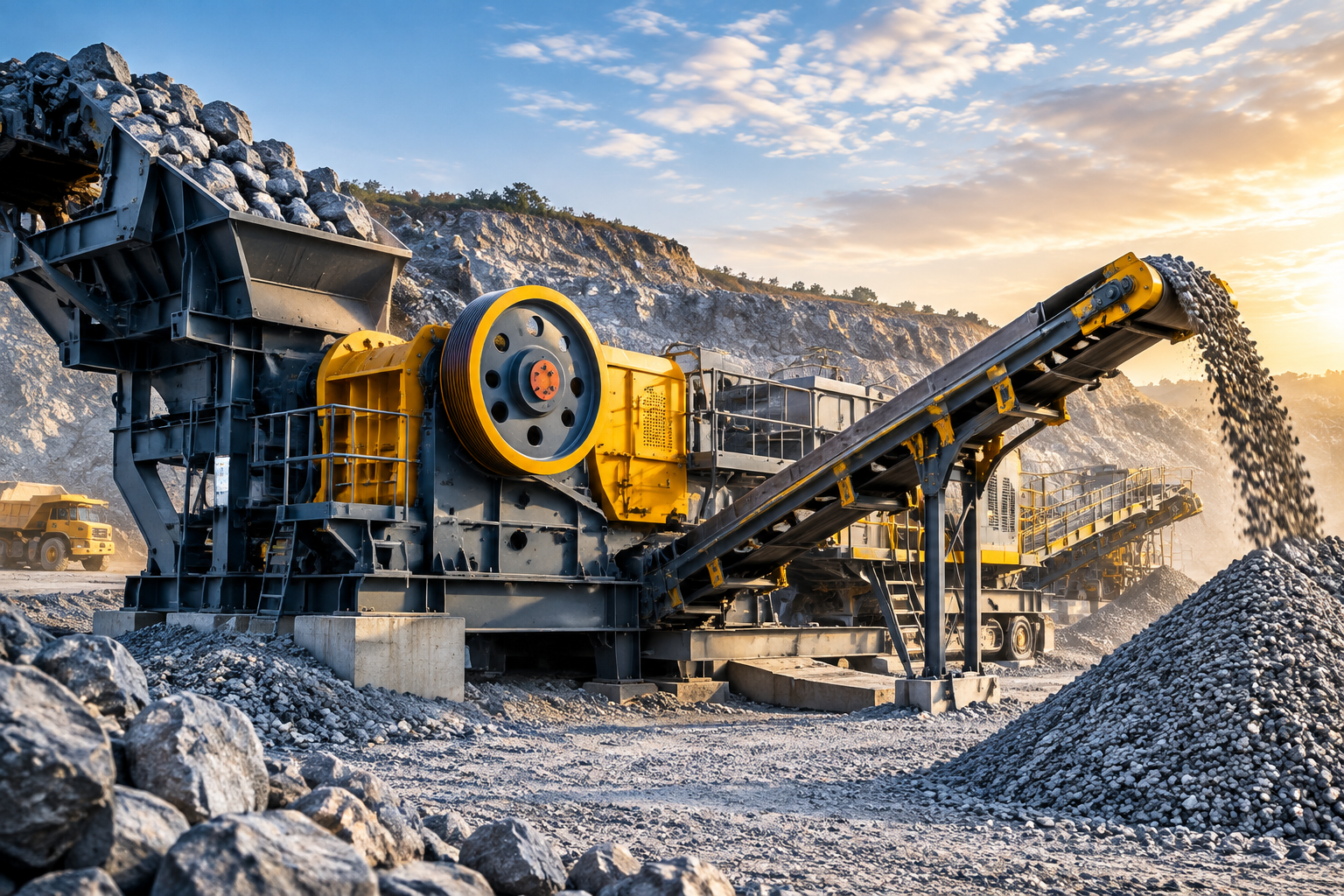 Industrial crusher for mining and aggregate size-reduction applications.