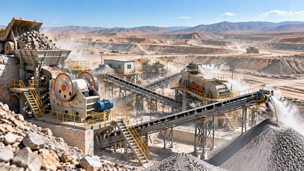 Crushing and screening plant operating in dry Kazakhstan mining conditions