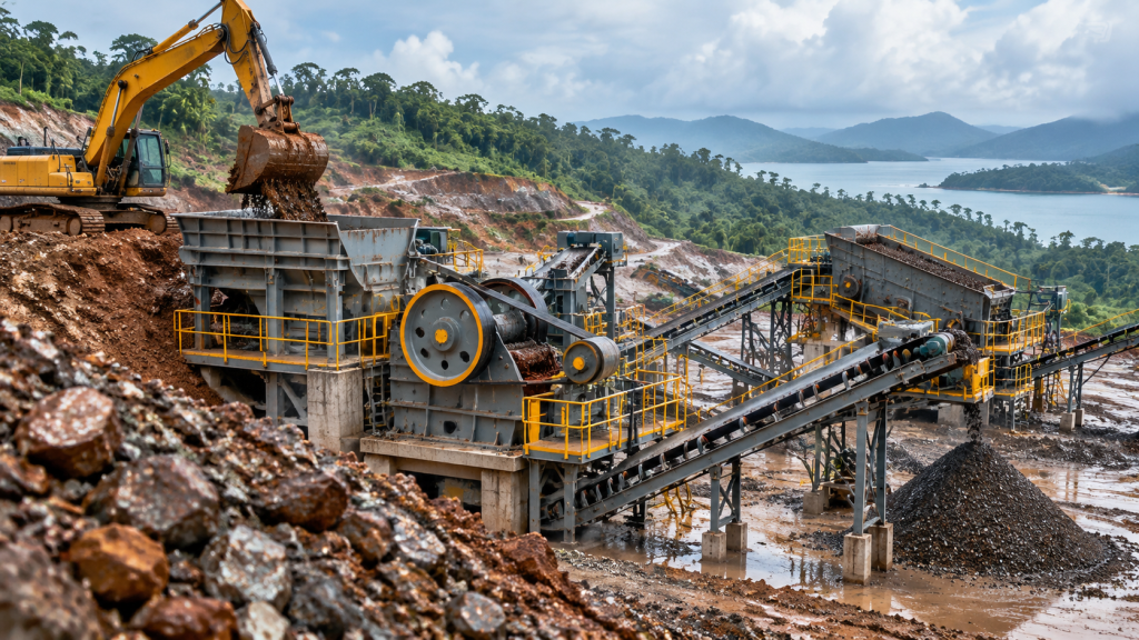 Indonesia nickel mining crushing and screening equipment operating in wet tropical conditions